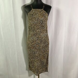 Urban Outfitters Silence + Noise Leopard Print Strappy Midi Slip Dress